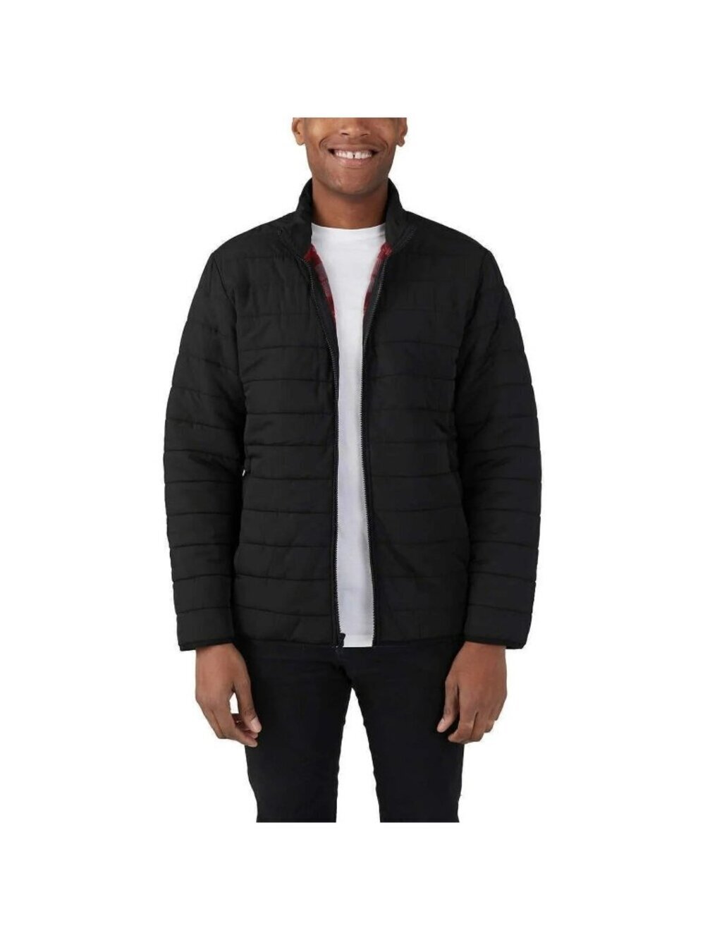 Voyager Men's M Black Polar Fleece Lined Puffer Jacket Water Resistant d1727